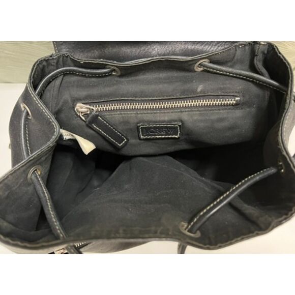 Vintage J Crew unisex black leather backpack main image 10